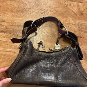 Dooney & Bourke Dark Brown Pebble Leather Hobo Shoulder Bag
